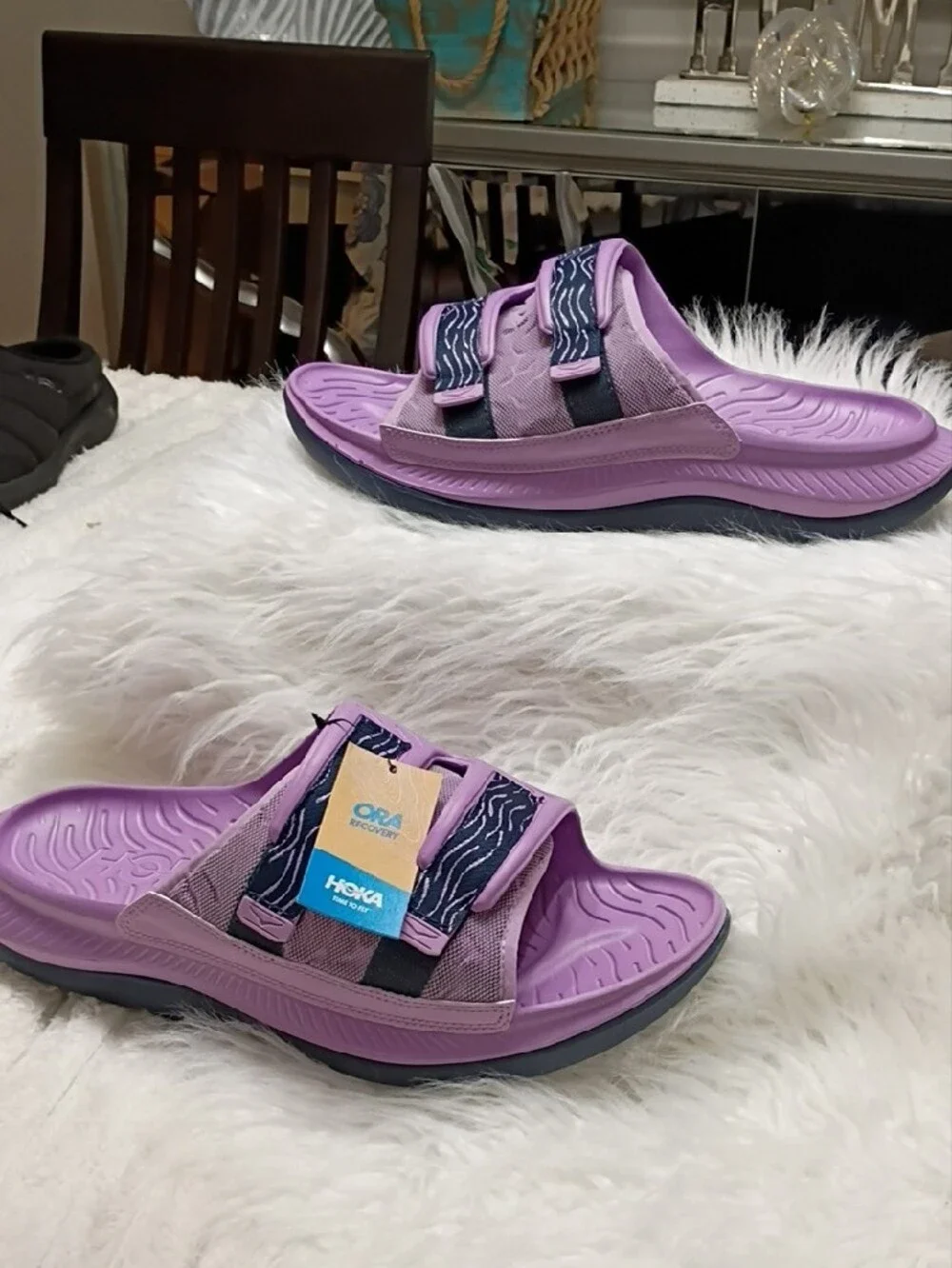 New Hoka One One Ora Recovey Slide Slip-On Sandal Violet Bloom Mens 12/Womens 14
